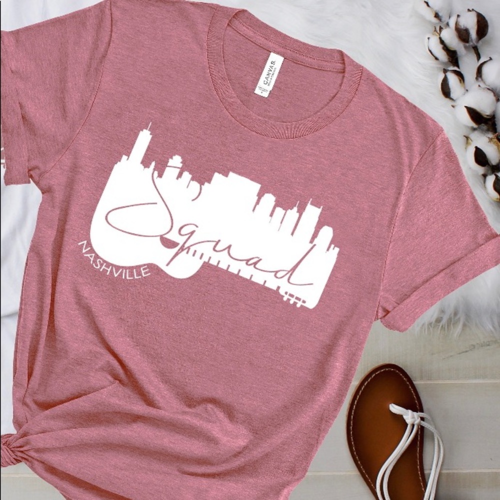 “Squad” Nashville skyline bachelorette party shirt